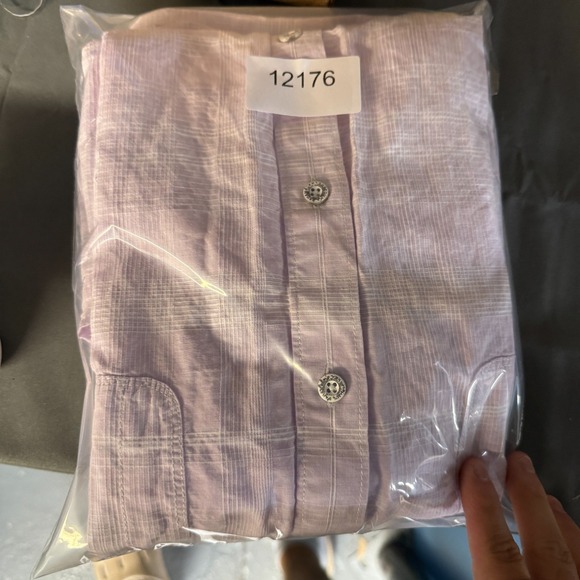 Tommy Bahama Shirt Mens XL Lilac Purple Plaid Linen Cotton Button Up Beachy - Picture 7 of 7